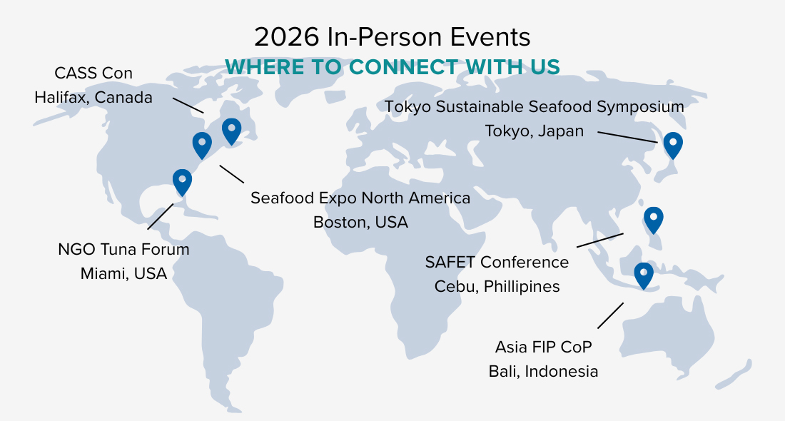 2026年も、O2は世界各国での水産サステナビリティ関連イベントに参加・登壇する（図はOcean Outcomes公式ウェブサイトより） 