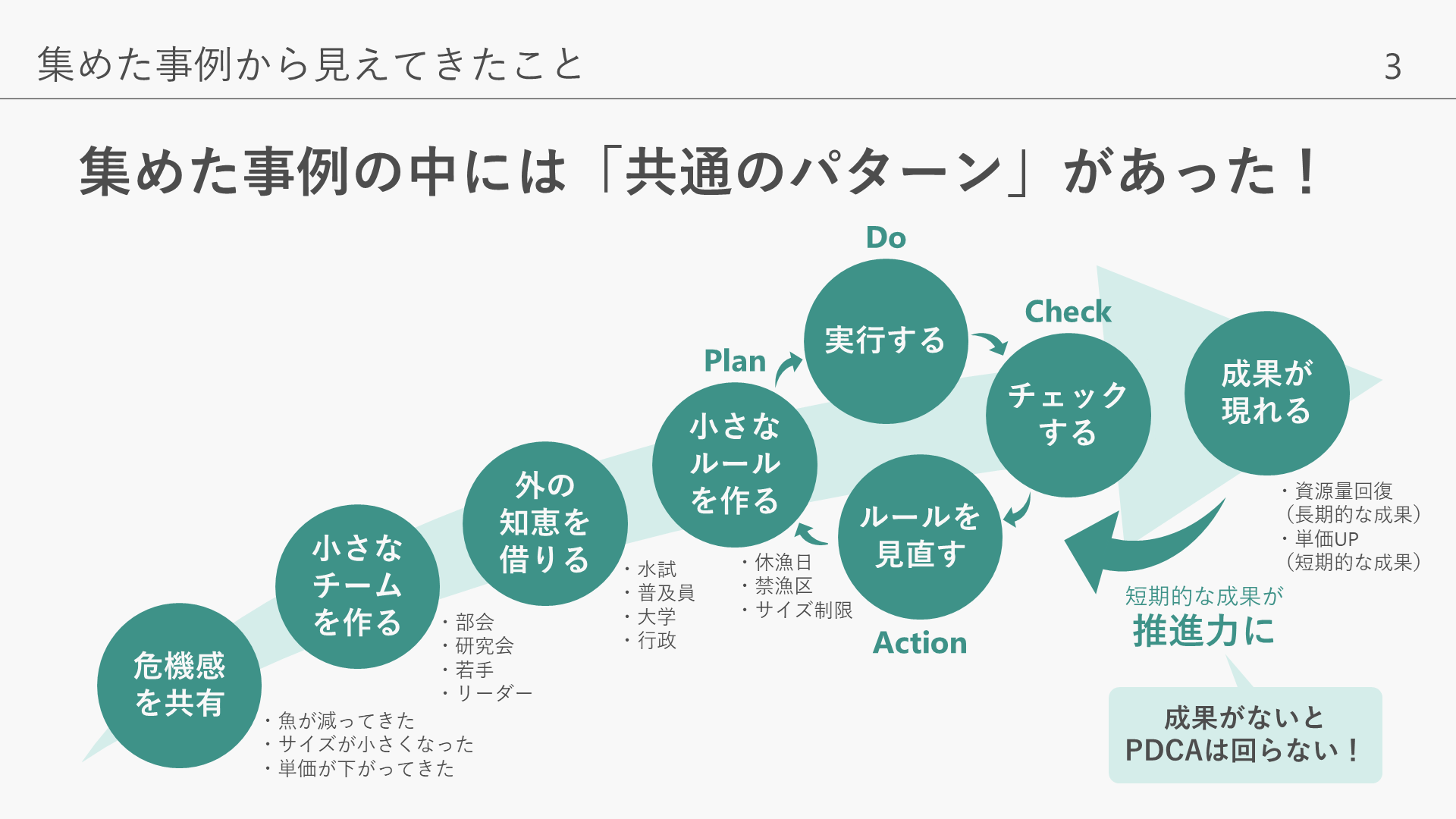 集めた事例から見えてきた「共通のパターン」の図解（資源管理事例集 3ページ） 